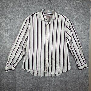 Robert Graham  Shirt Collard Button Up  Multi Color Stripes Size 2XL Designer